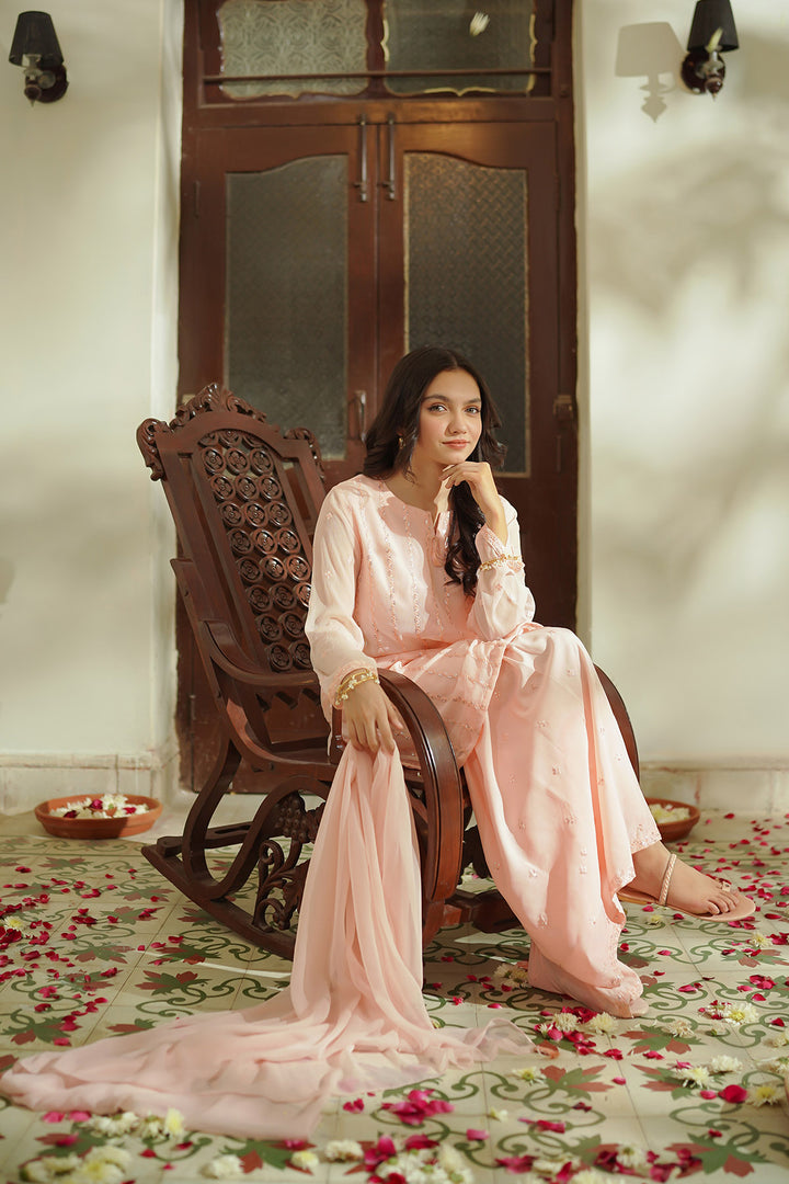Chiffon Embroidered 3 Pc Suit - Wear Ochre