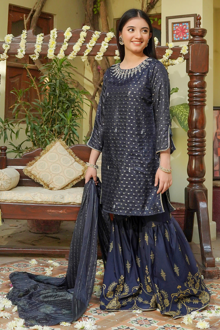 Cotton Jacquard Hand Adda Work 3 Pc Suit - Wear Ochre