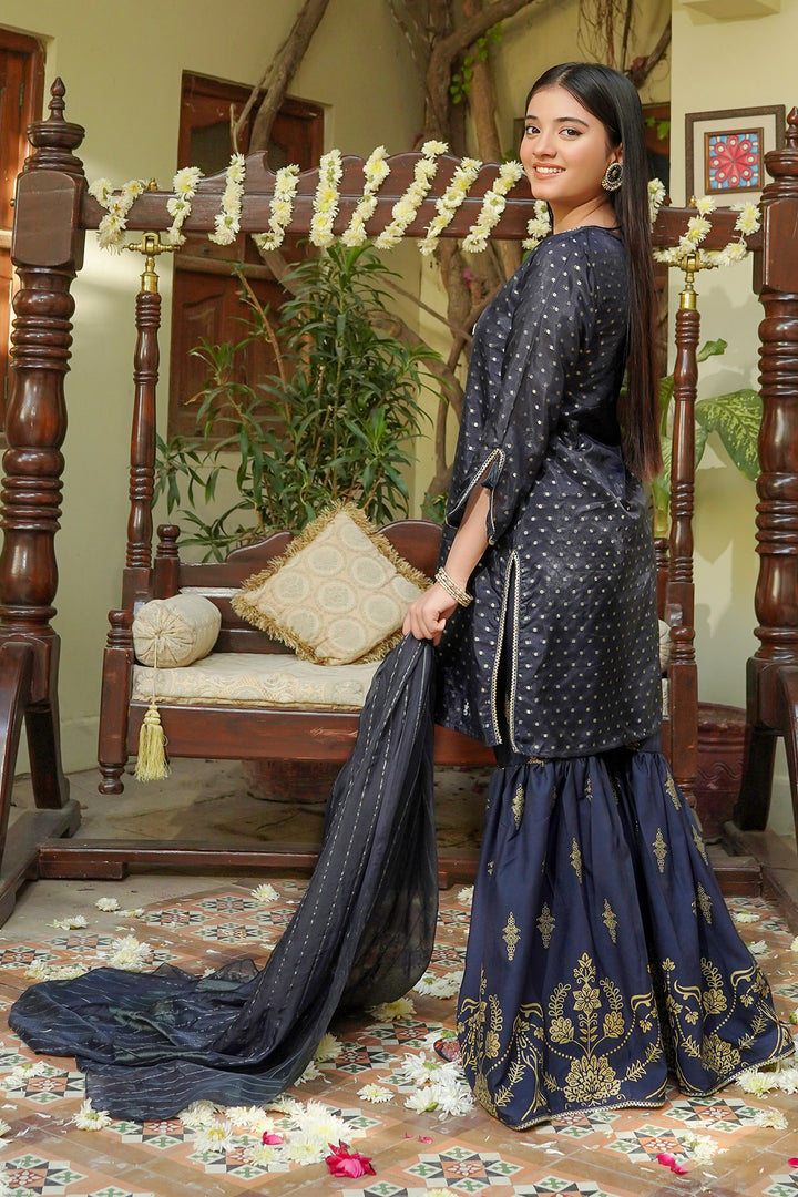 Cotton Jacquard Hand Adda Work 3 Pc Suit - Wear Ochre