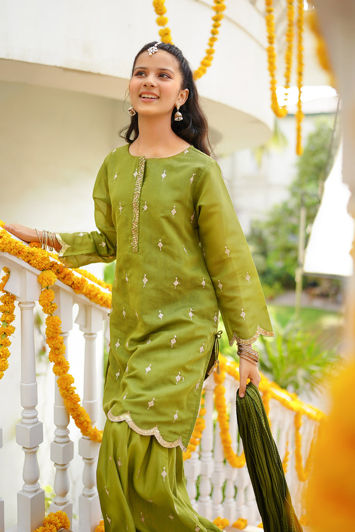Paper Cotton Embroidered 3 Pc Suit - Wear Ochre