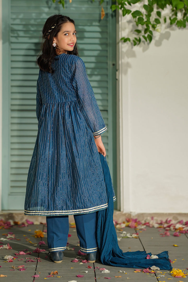 Zari Jacquard Hand Adda Work 3 Pc Suit - Wear Ochre