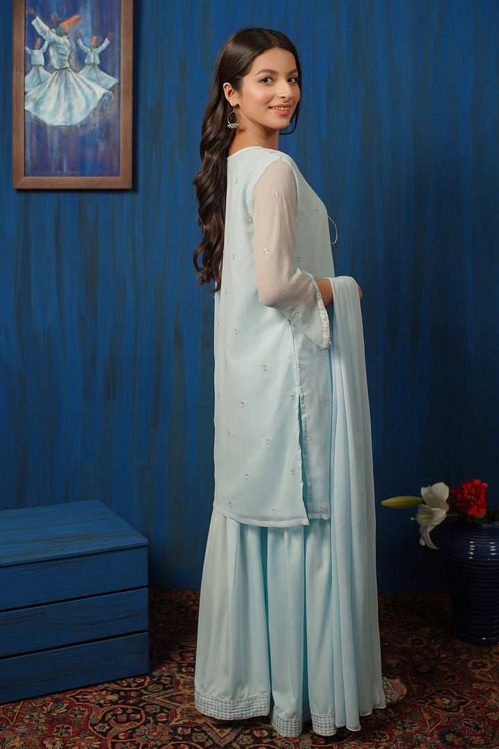 Chiffon Embroidered 3 Pc Suit - Wear Ochre