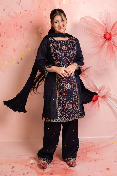 Cotton Embroidered 3 Pc Suit