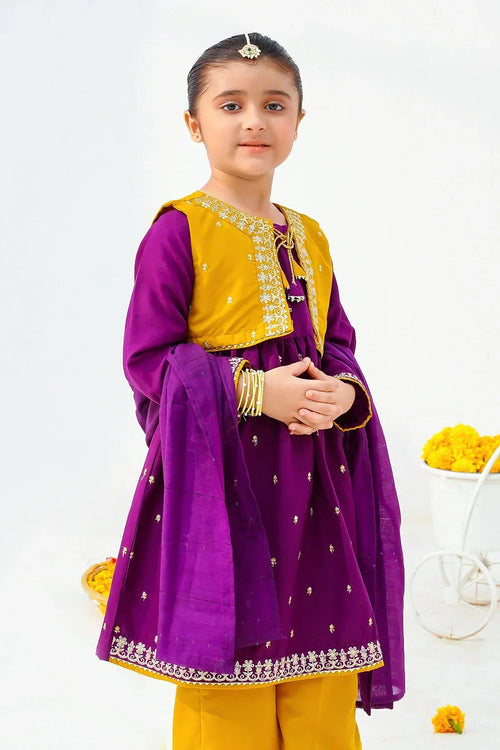 Best Raw Silk Embroidered 3 Pc Suit - Wear Ochre -