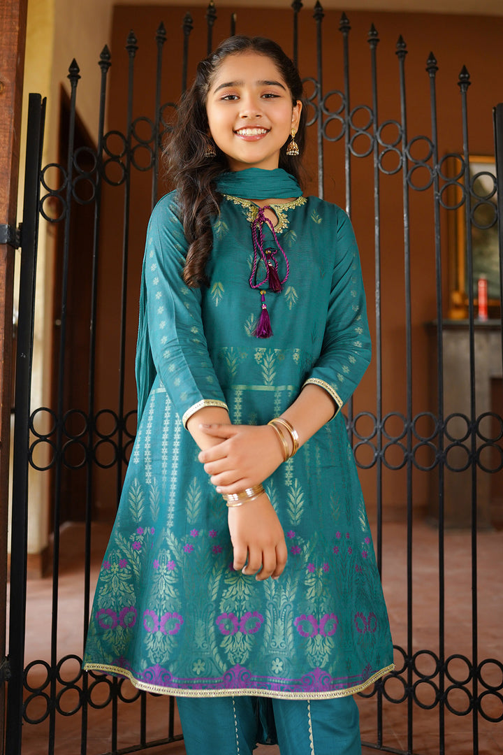 Cotton Jacquard 3 Pc Suit - Wear Ochre