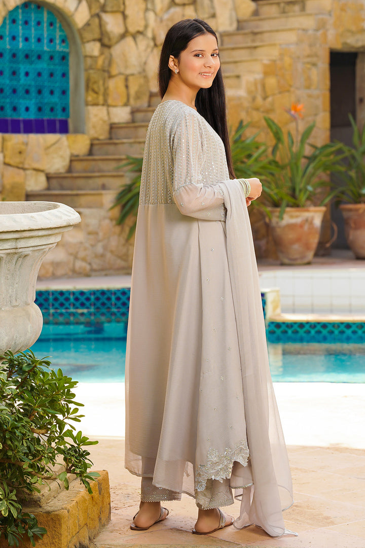Chiffon Hand Adda Work 3 Pc Suit - Wear Ochre