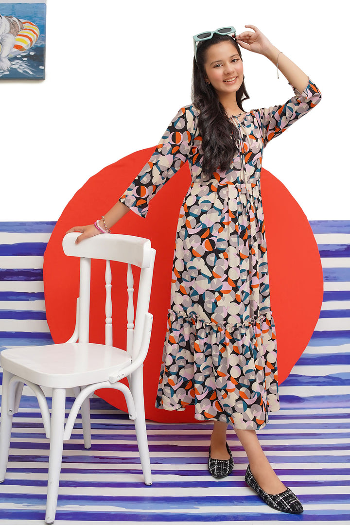 Georgette Printed Dress - Wear Ochre