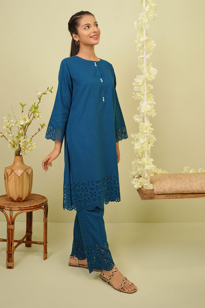 Cotton Hand Adda Work 2 Pc Suit - Wear Ochre