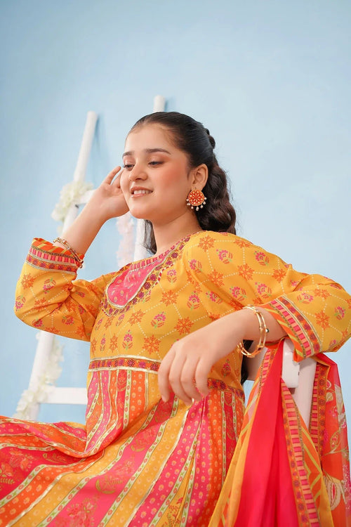 Best Poly Lawn Digital Printed 3 Pc Suit - Wear Ochre -