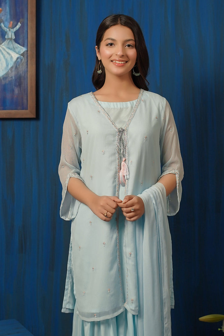 Chiffon Embroidered 3 Pc Suit - Wear Ochre