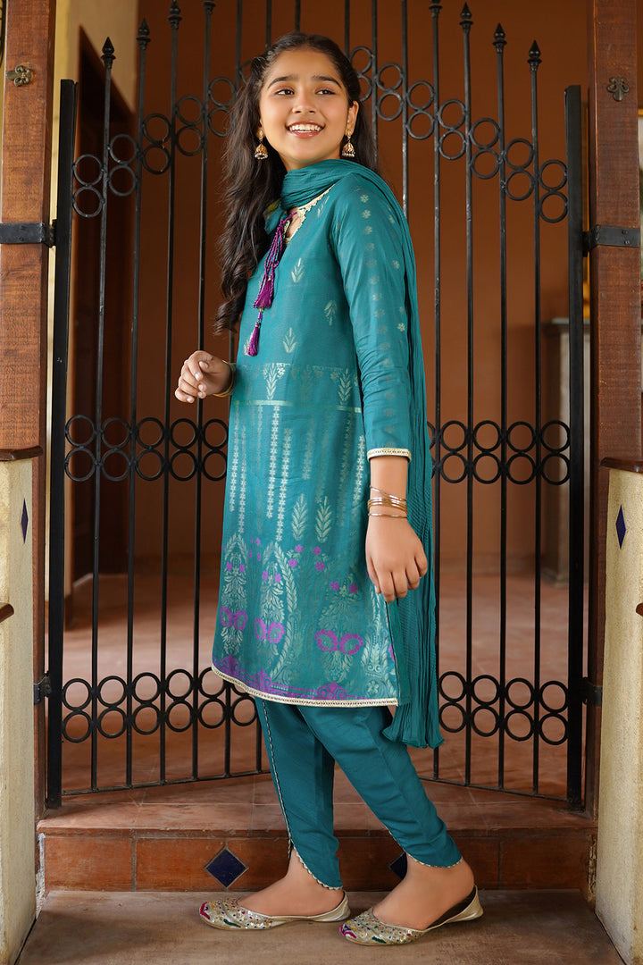 Cotton Jacquard 3 Pc Suit - Wear Ochre