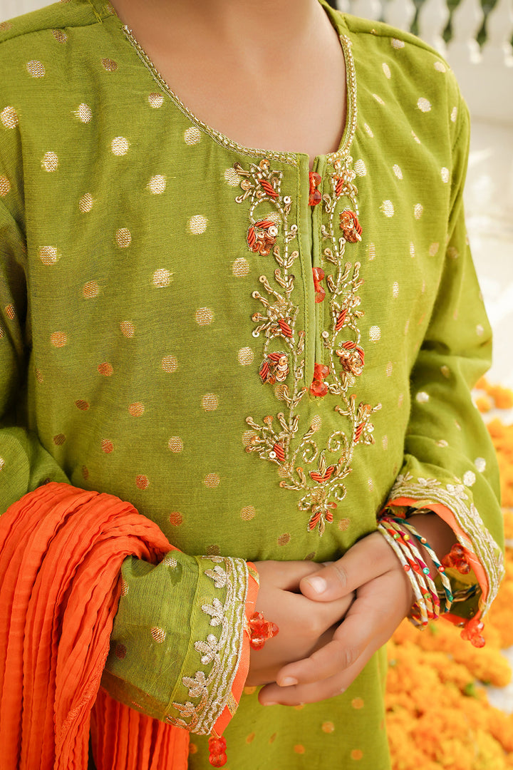 Printed Jacquard Hand Adda Work 3 Pc Suit - Wear Ochre