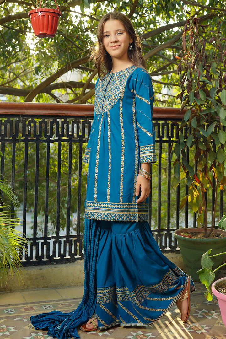 Cotton Printed 3 Pc Suit - Wear Ochre