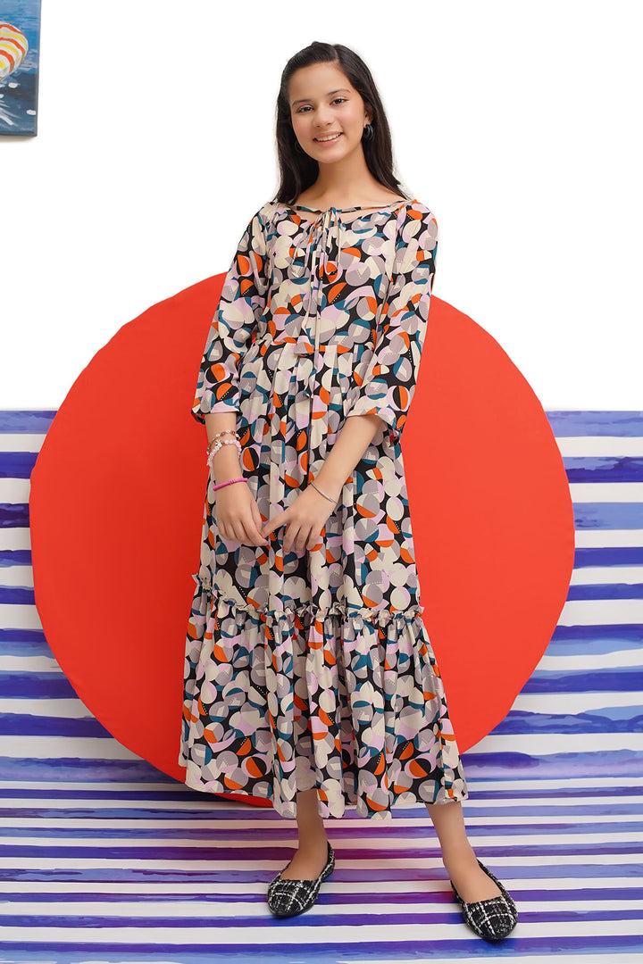Georgette Printed Dress - Wear Ochre