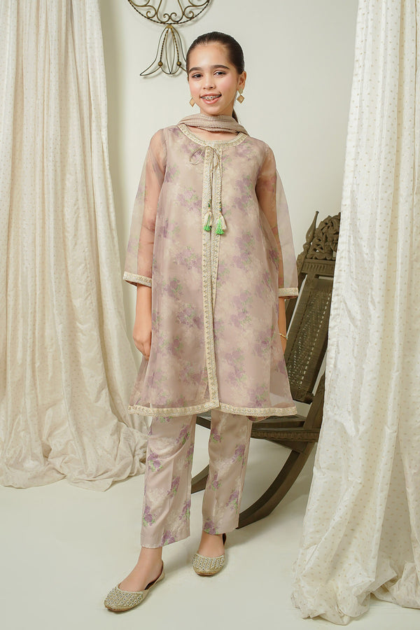 Organza Printed Embroidered 3 Pc Suit