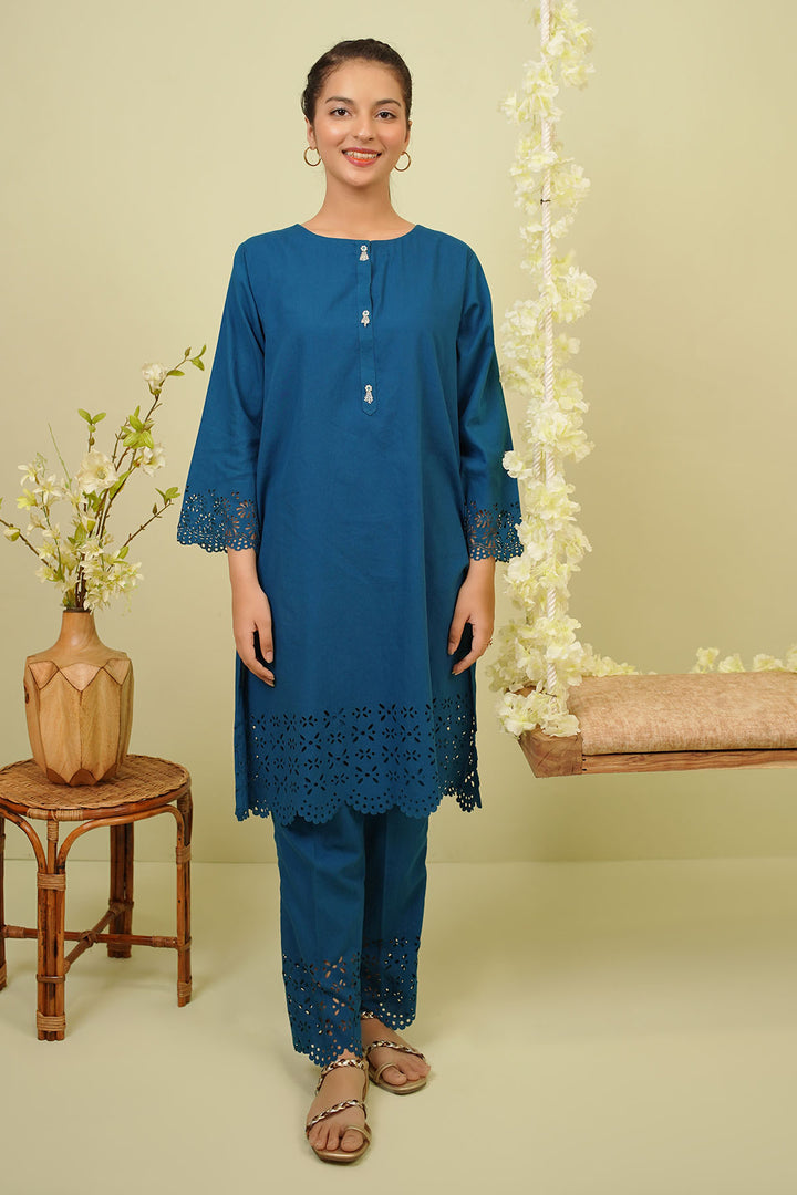 Cotton Hand Adda Work 2 Pc Suit - Wear Ochre
