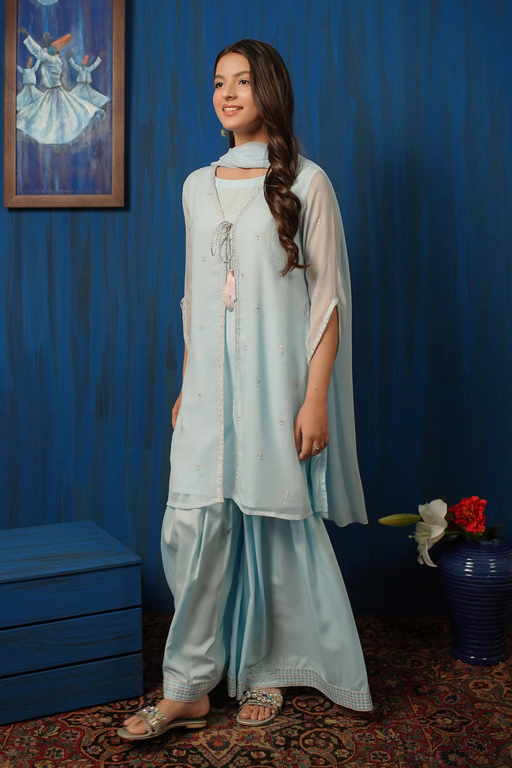Chiffon Embroidered 3 Pc Suit - Wear Ochre