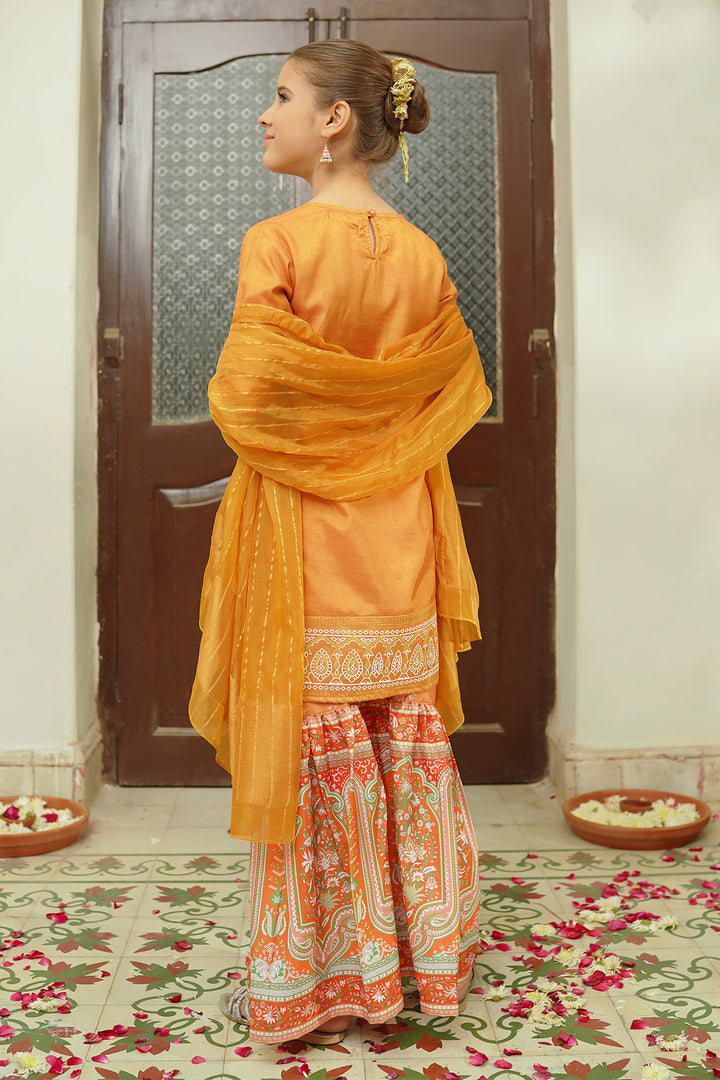 Cotton Silk Hand Adda Work 3 Pc Suit - Wear Ochre