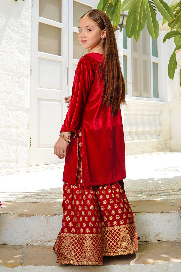 Velvet Hand Adda Work 3 Pc Suit - Wear Ochre
