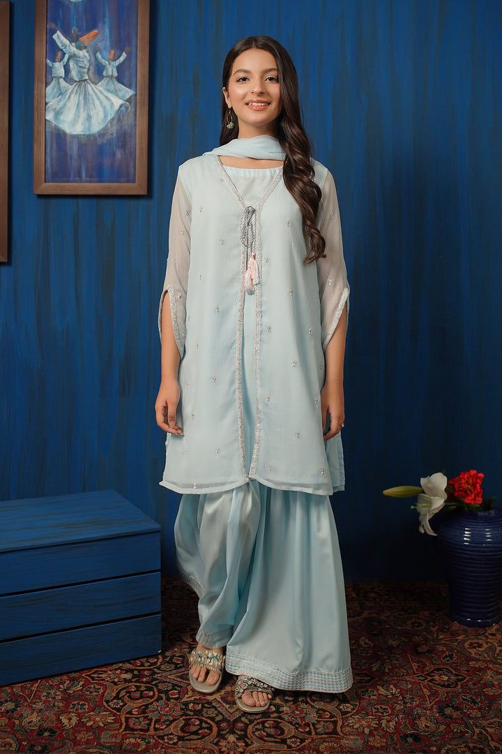 Chiffon Embroidered 3 Pc Suit - Wear Ochre