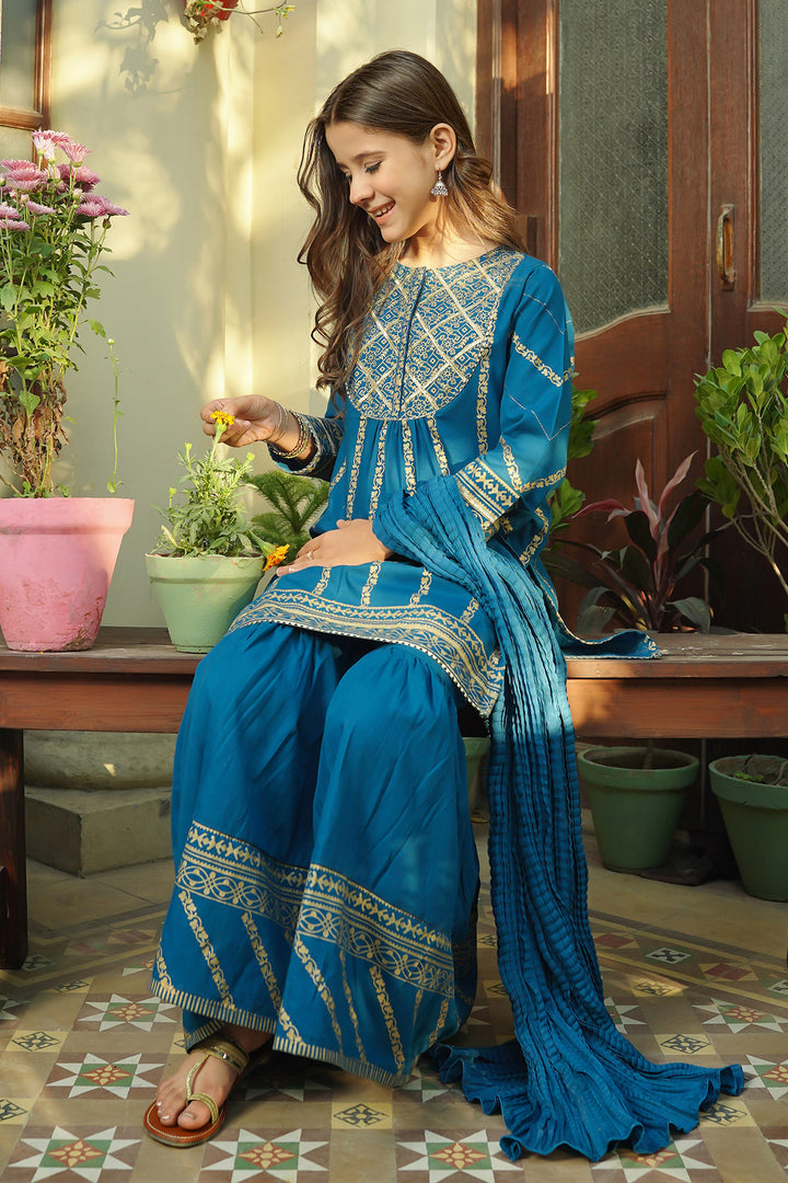 Cotton Printed 3 Pc Suit - Wear Ochre