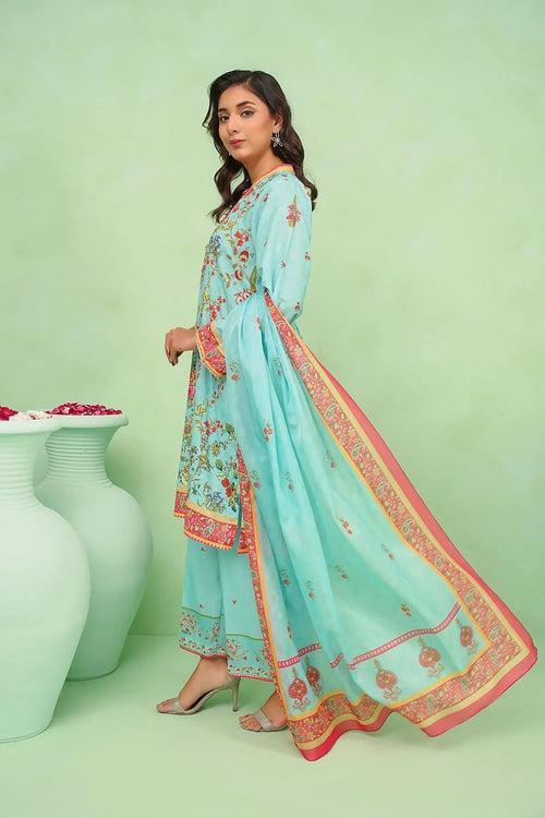 Best Women's Poly Lawn Digital Printed 3 Pc Suit - Wear Ochre -