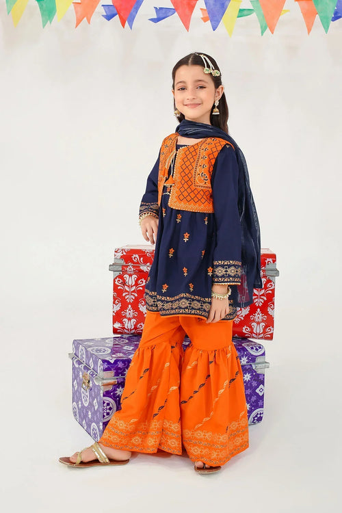 Best Raw Silk Printed 3 Pc Suit - Wear Ochre -