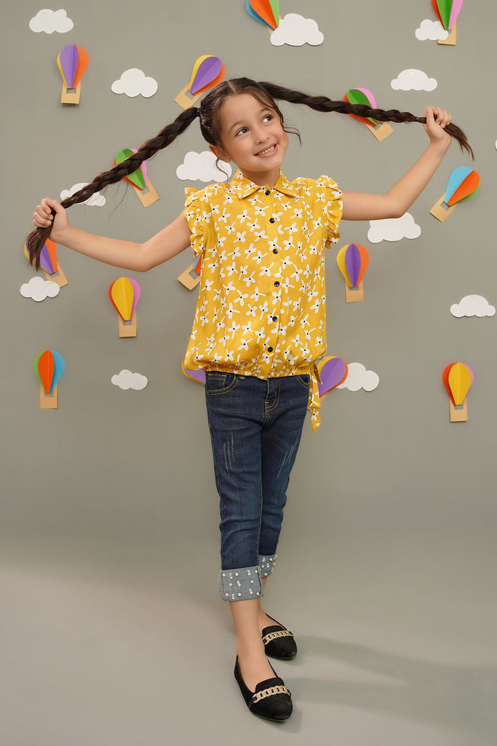 Printed Boski Linen Top - Wear Ochre
