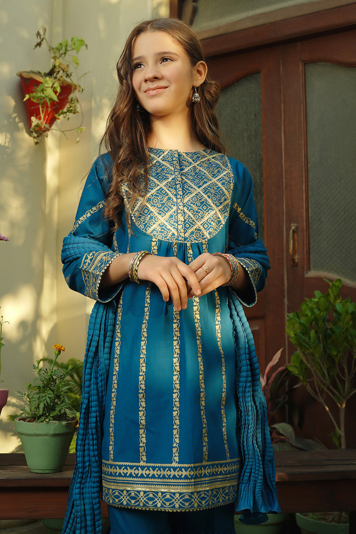 Cotton Printed 3 Pc Suit - Wear Ochre