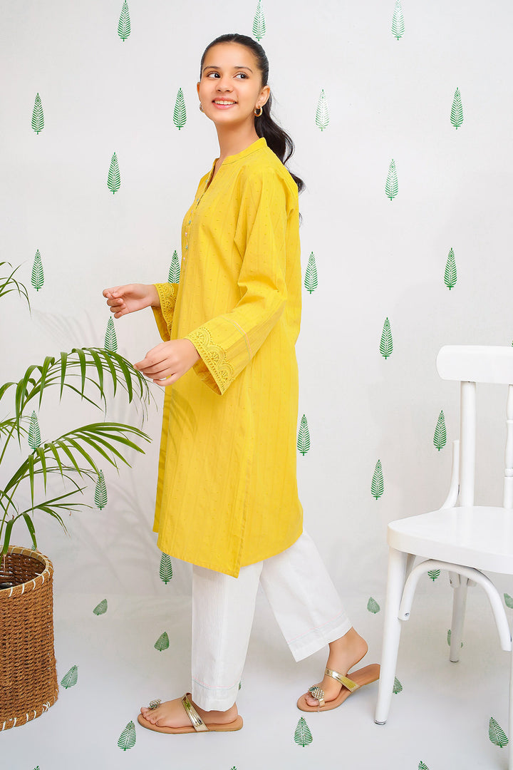Cotton Broschia Embellished 2 Pc Suit - Wear Ochre