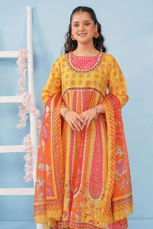 Best Poly Lawn Digital Printed 3 Pc Suit - Wear Ochre -