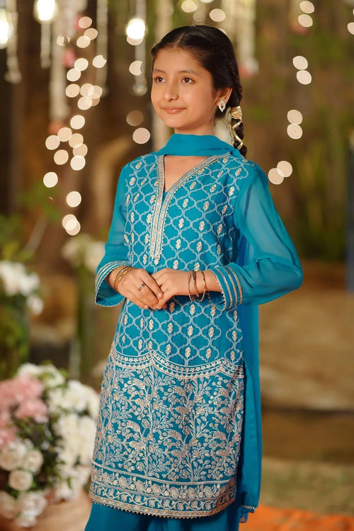 Best Chiffon Embroidered 3 Pc Suit - Wear Ochre -