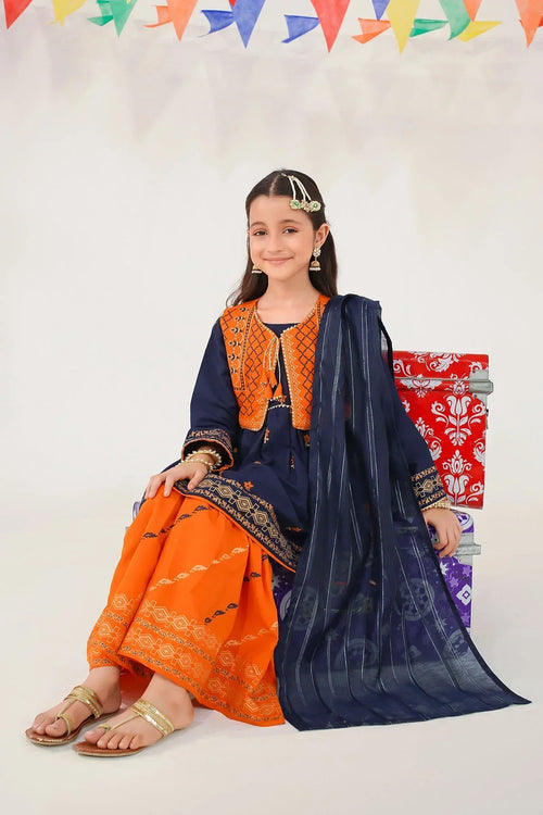 Best Raw Silk Printed 3 Pc Suit - Wear Ochre -