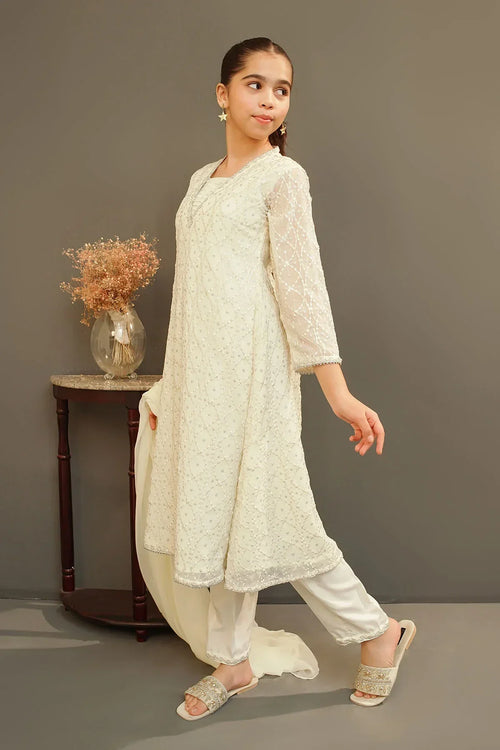 Best Chiffon Embroidered 3 Pc Suit - Wear Ochre -