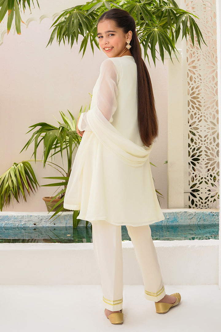 Chiffon Hand Adda Work 3 Pc Suit - Wear Ochre