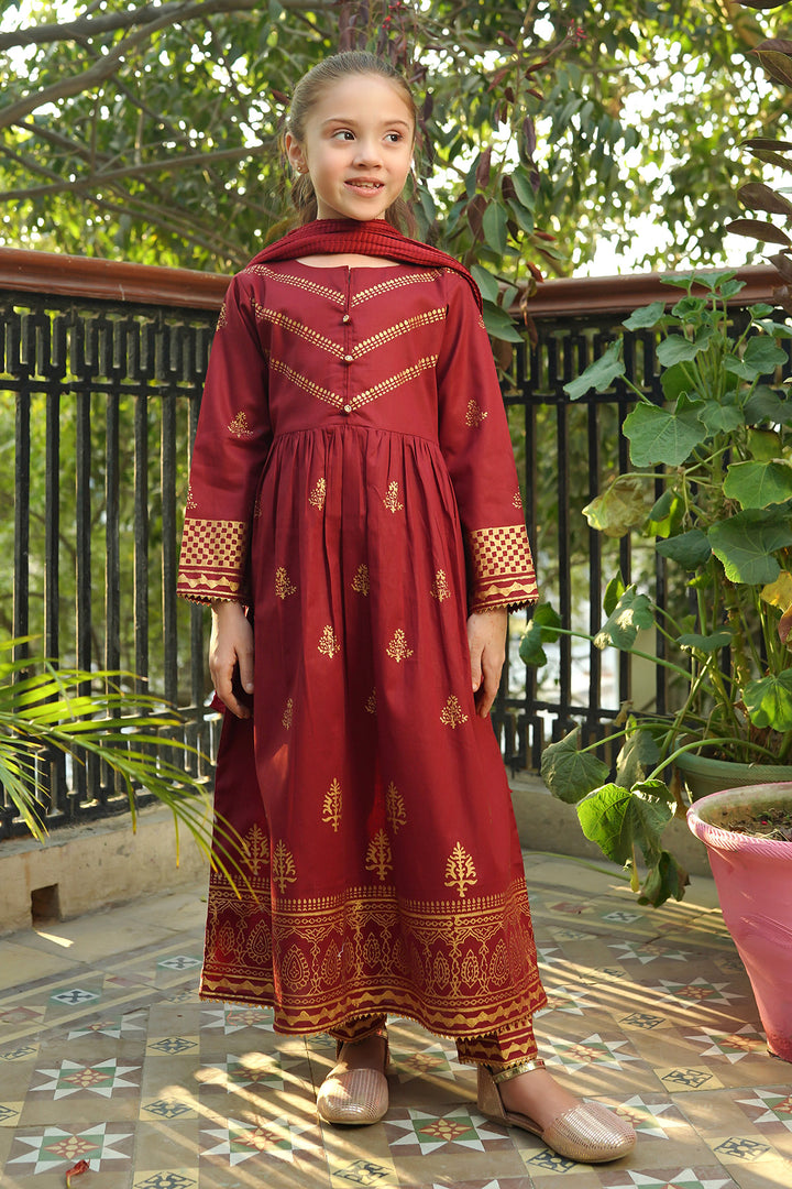 Cotton Printed 3 Pc Suit - Wear Ochre