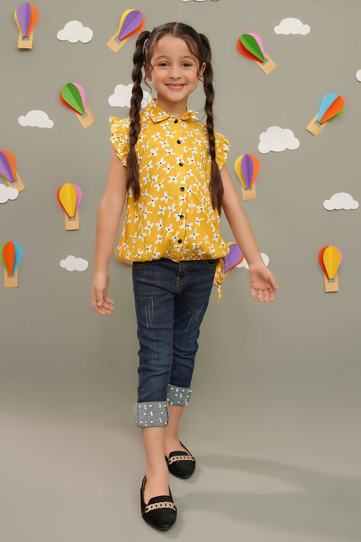 Printed Boski Linen Top - Wear Ochre