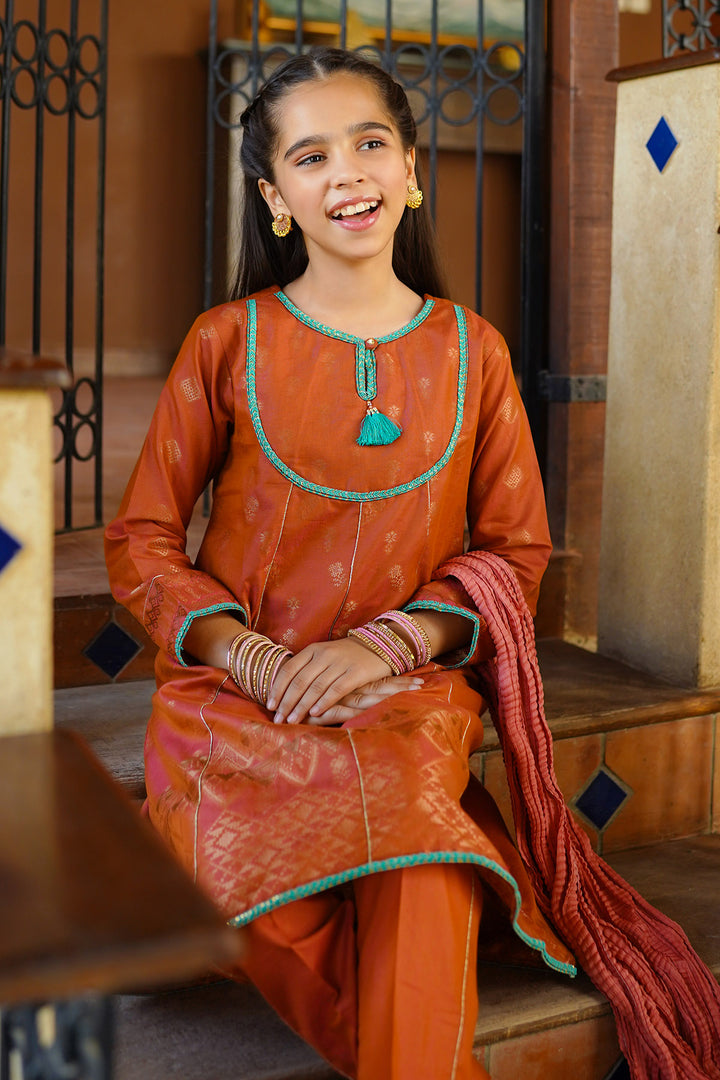Cotton Jacquard 3 Pc Suit - Wear Ochre