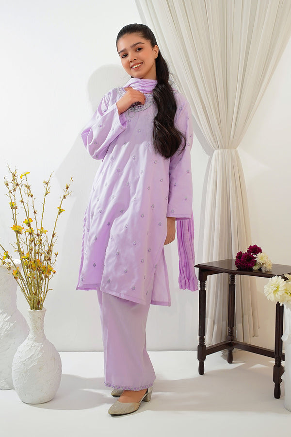 Cotton Embroidered 3 Pc Suit