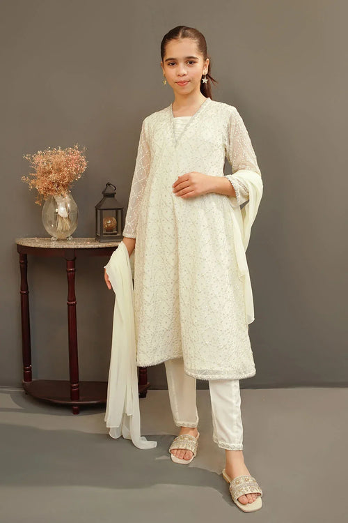 Best Chiffon Embroidered 3 Pc Suit - Wear Ochre -
