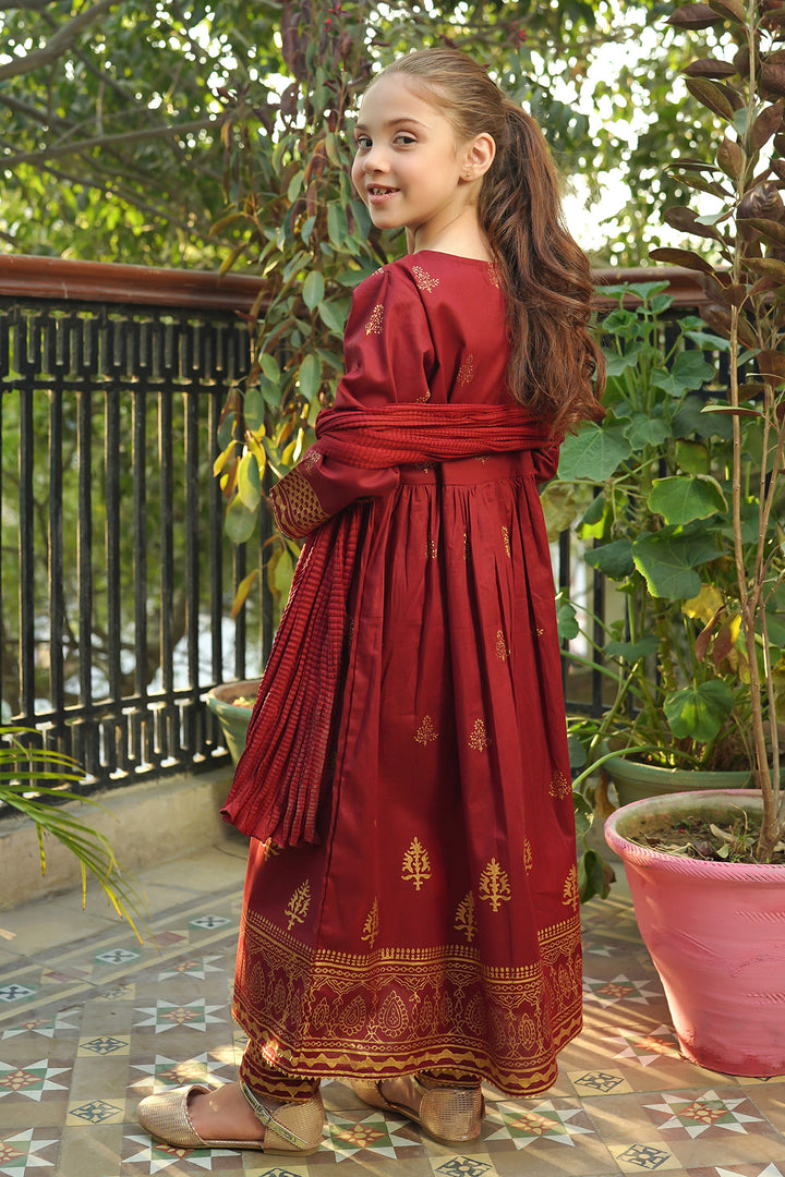 Cotton Printed 3 Pc Suit - Wear Ochre