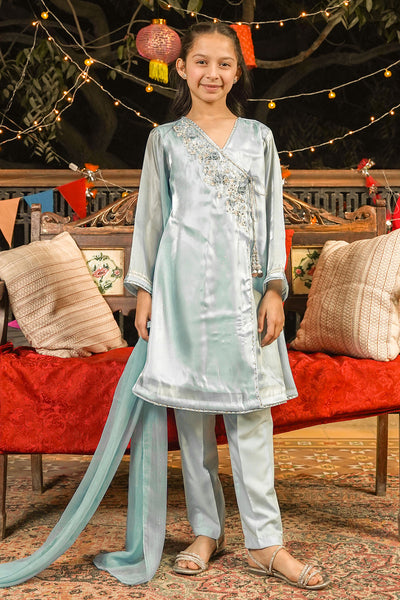 Korean Silk Hand Adda Work 3 Pc Suit