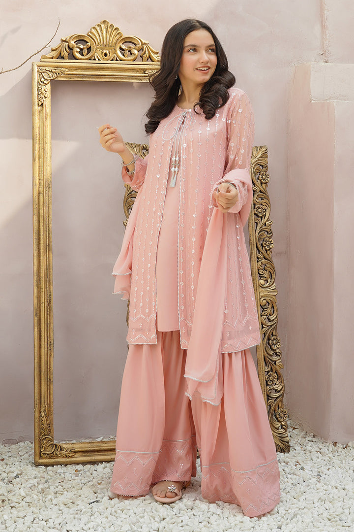 Chiffon Embroidered 3 Pc Suit - Wear Ochre