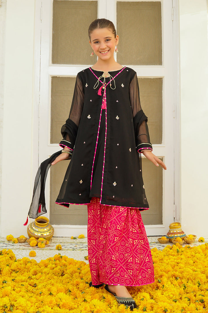 Chiffon Hand Adda Work 3 Pc Suit - Wear Ochre
