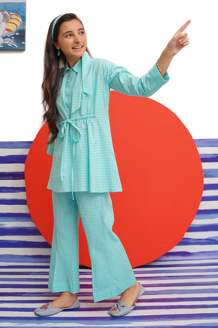 Chequered Cotton 2 Pc Suit - Wear Ochre