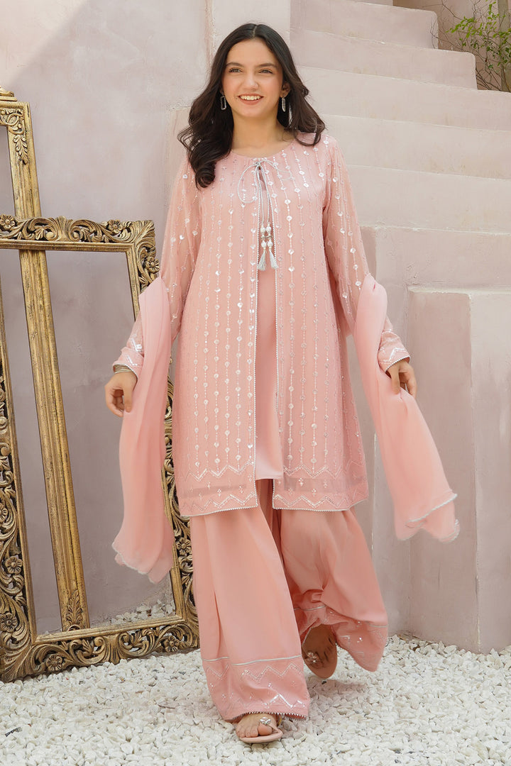Chiffon Embroidered 3 Pc Suit - Wear Ochre