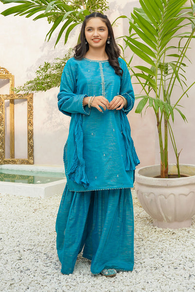 Multi Yarn Cotton Hand Adda Work 3 Pc Suit