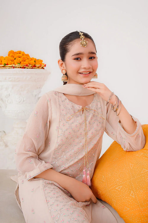 Best Chiffon Embroidered 3 Pc Suit - Wear Ochre -