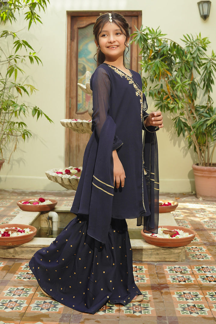 Chiffon Hand Adda Work 3 Pc Suit - Wear Ochre
