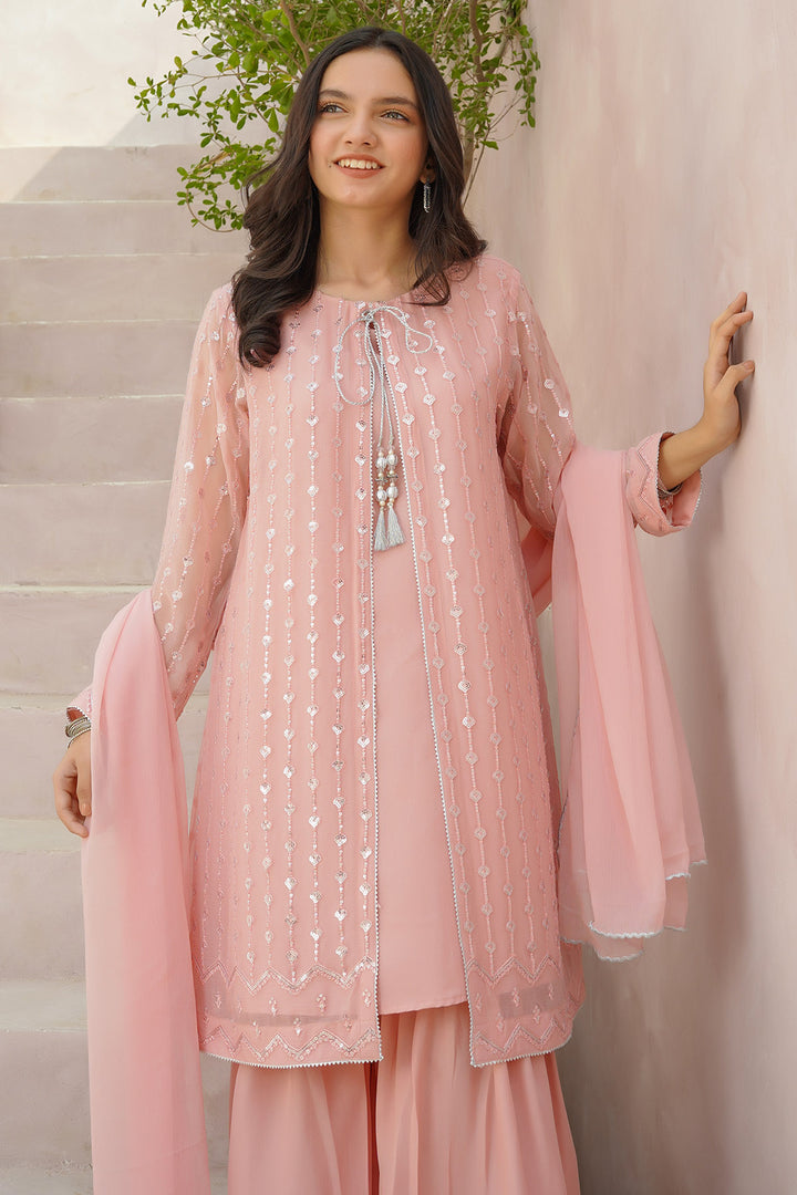 Chiffon Embroidered 3 Pc Suit - Wear Ochre